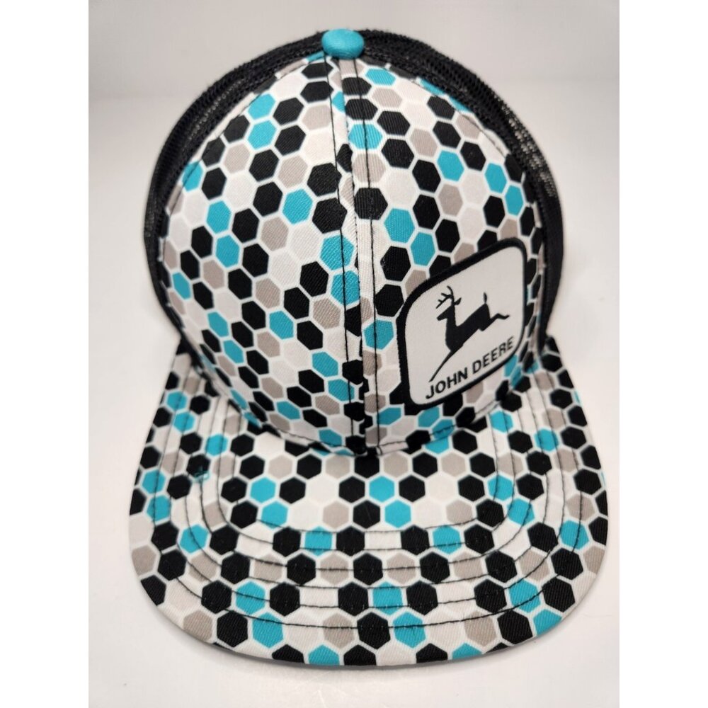 John Deer Snapback Hat Geometric Pattern Mesh